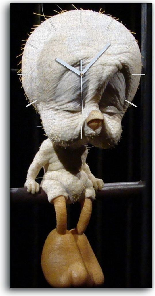 Dekor Leinwand Uhr Wandbilder Geräuschlos Kunstdruck 30x60 Alter Tweety Vogel - weiße Hände