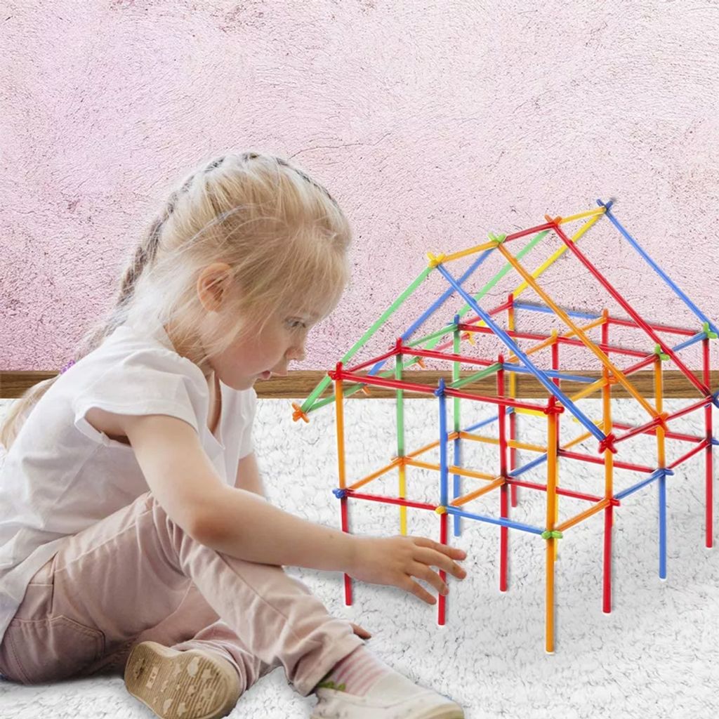 400stk Strohhalme Bausteine Set Lernspielzeug ab 3 Jahren Produktbild 9