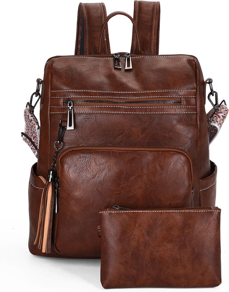 STILVORA Laptoprucksack Damen/Herr,Reisetasche groß,Schulranzen mit Verstellbarer Schultergurt,Rucksack mit Geldbörse,Braun