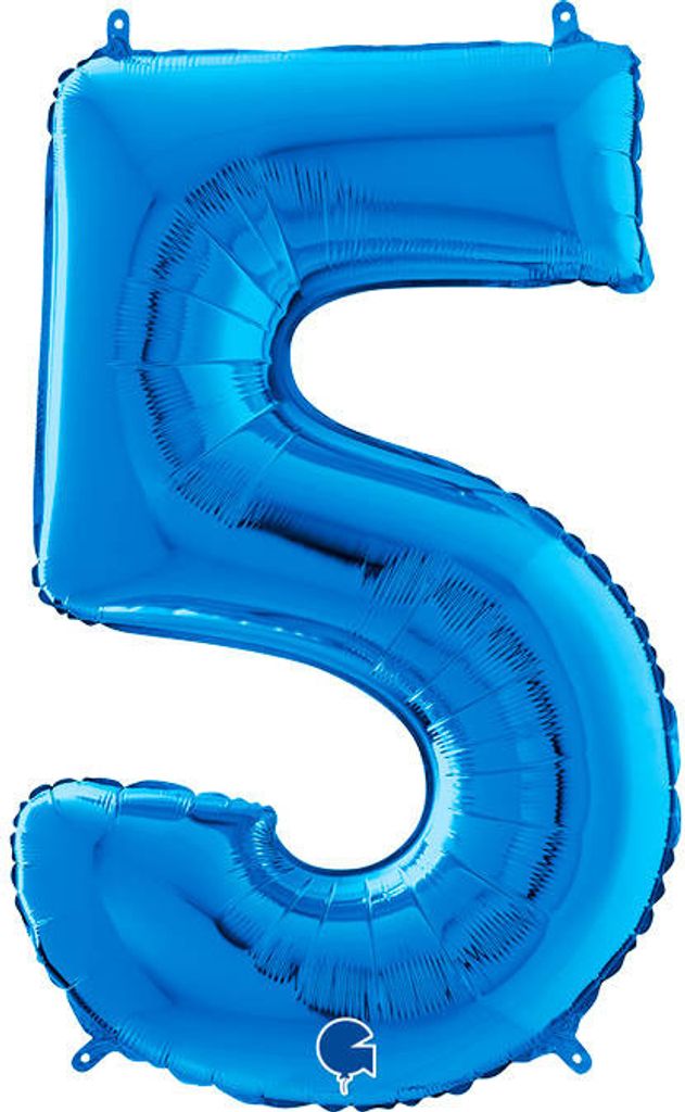 Folienballon Nummer 5 Blau, 66 cm Grabo