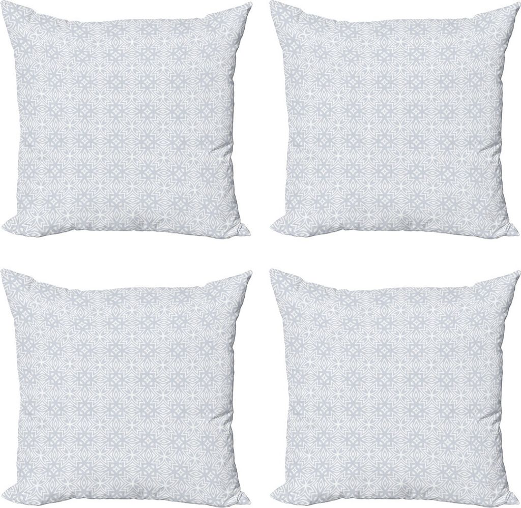 ABAKUHAUS keltisch Kissenbezug Set (4 Stück), Celtic Blumenweinl, Moderner Doppelseitiger Digitaldruck, 60 cm x 60 cm, Grau weiß