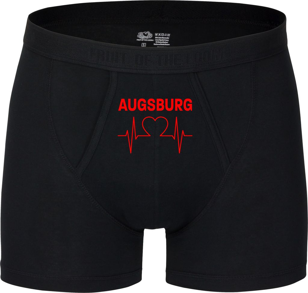 multifanshop Herren Boxer Short - Augsburg - Herzschlag, schwarz, Größe XL