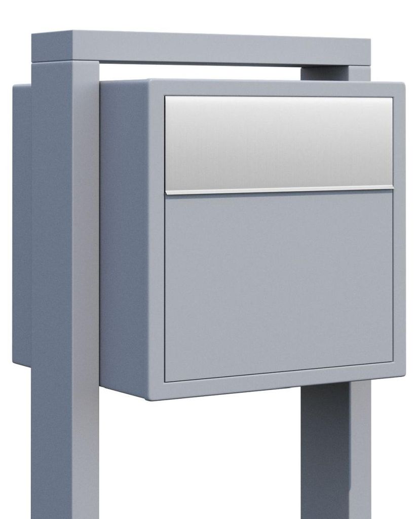 Standbriefkasten Soprano in Grau Metallic mit Edelstahlklappe