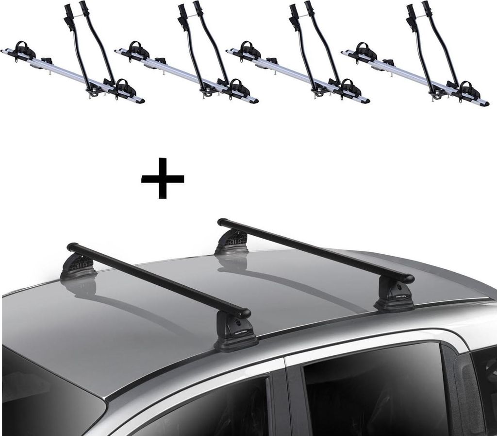 4x Fahrradträger SAGITTAR + Dachträger VDP EVO Stahl kompatibel mit für Mazda 2 (DE) 3-5 Türer 2007-2015