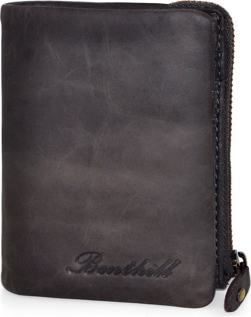 Benthill Kleine Geldbörse Echt Leder - Damen Geldbeutel mit RFID Schutz - 6 Kartenfächer - Slim-Wallet inkl. Geschenkbox