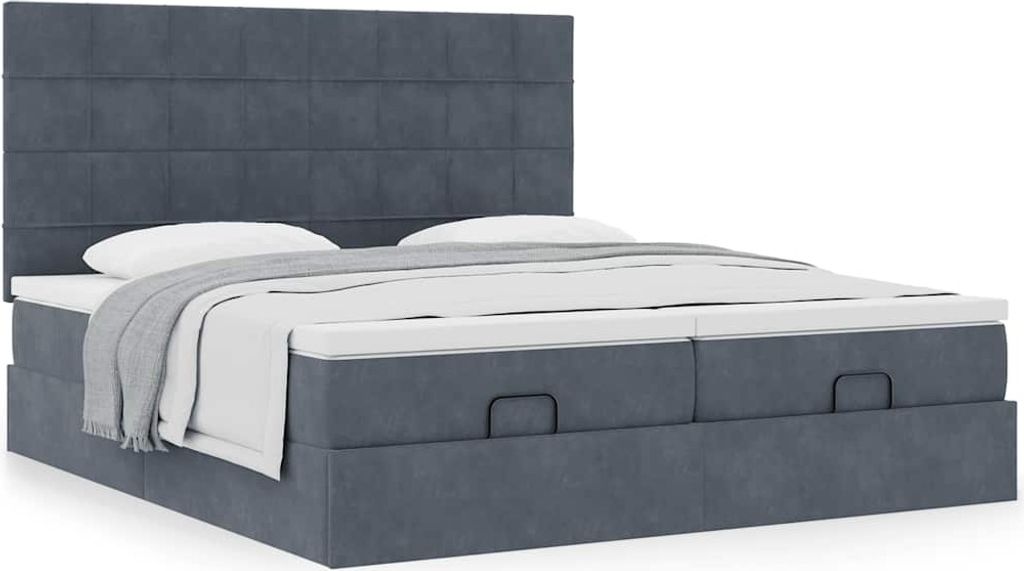 "Rabatt" Ottoman-Bett mit Großer Stauraum, mit Matratze, Dunkelgrau 160x200 cm Samt - Klassische Betten CC11388