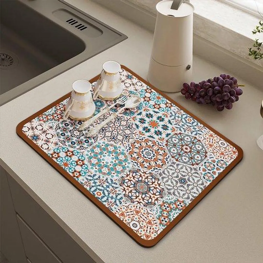 Tapis de Vaisselle Brun 30x40 cm : Fini l'Eau sur le Plan de Travail