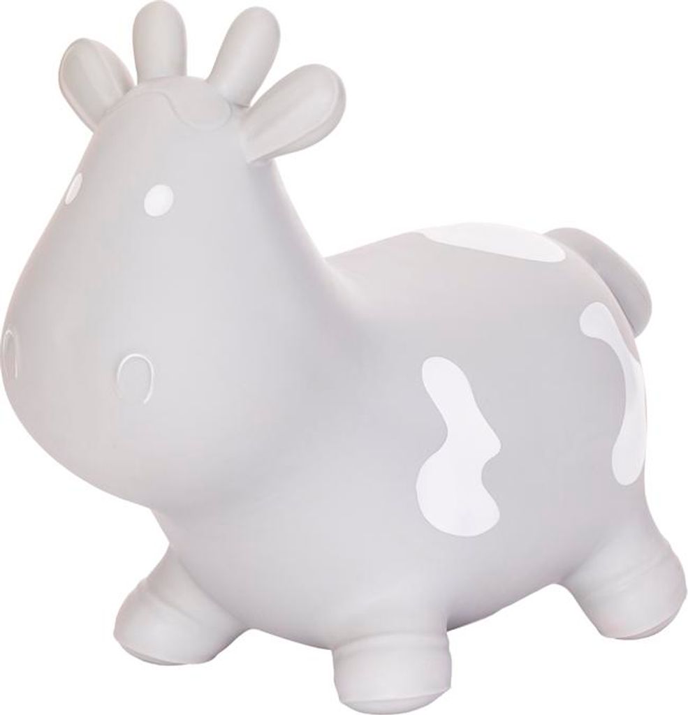 Hoppimals Hüpftier Hüpfende Kuh Für Gymnastik & Geschicklichkeit für Kinder Inklusive Pumpe - Baby-Hüpfer Grau