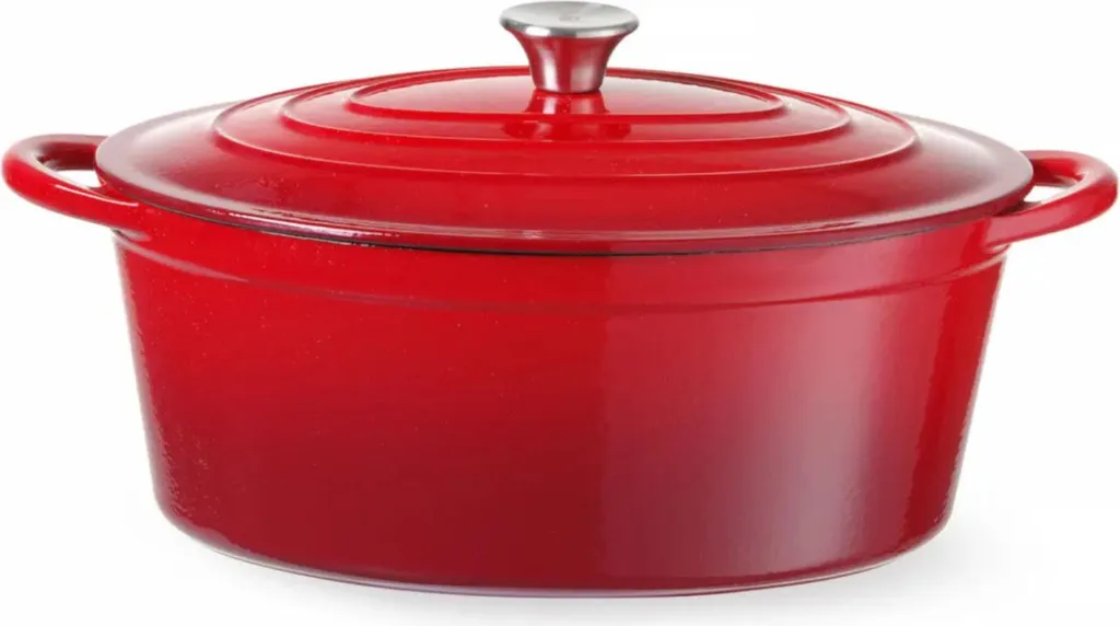 HENDI Pentola in ghisa smaltata, 6,88L, rosso, 405x255x(H)134mm