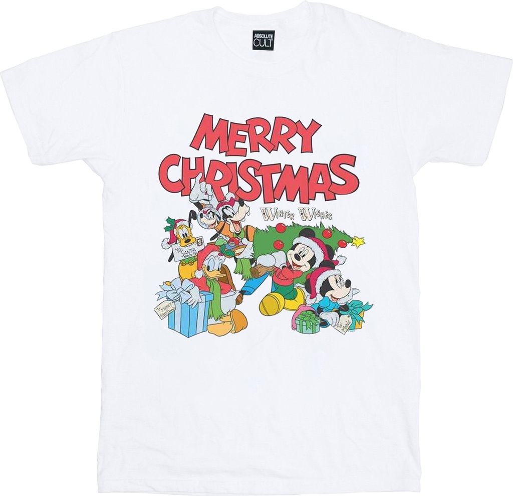 Disney - "Mickey Mouse And FriendsWinter Wishes" T-Shirt für Damen BI37709 (L) (Weiß)