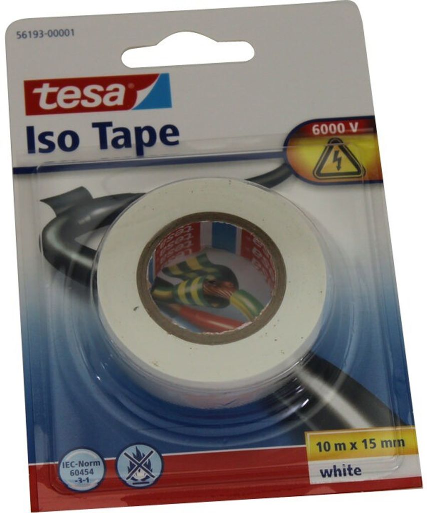 tesa Isolierklebeband, 10m x 15mm, weiß, Blister