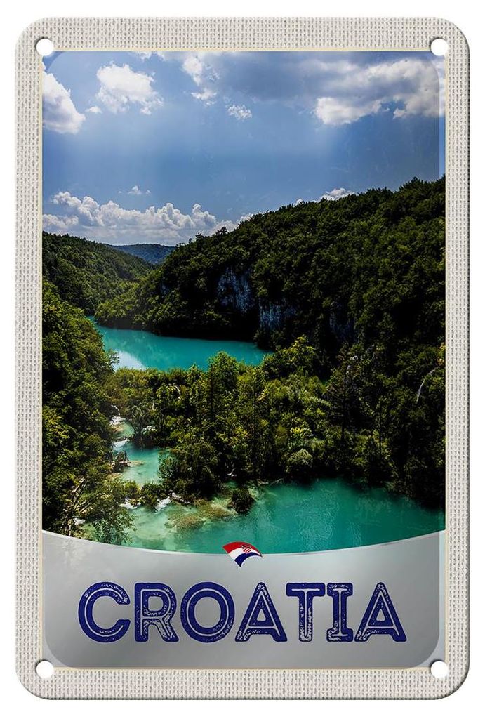 Blechschild Reise 12x18cm Kroatien Meer Natur Urlaub Berge Produktbild 