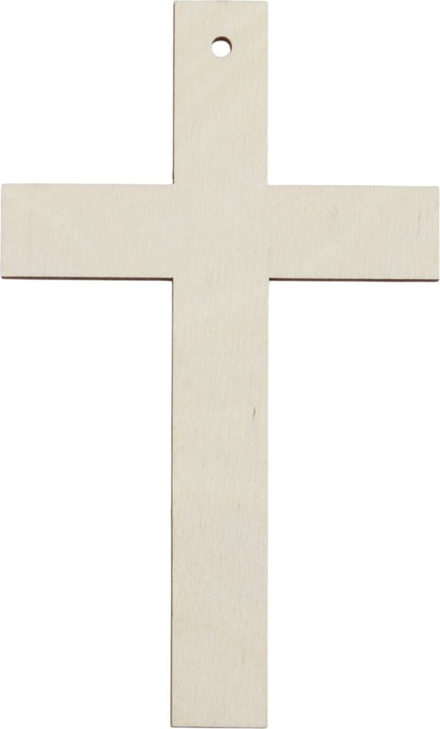 Překližkový kříž, kříž k zavěšení, 15,5x9 cm, symbol víry, Obrázek produktu 