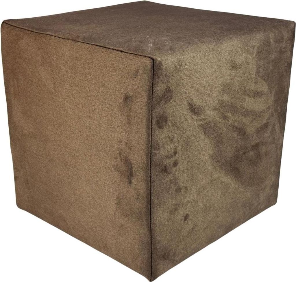 Velours-Hocker ELEMENT 40x40 cm quadratisch – pflegeleichter, schwer entflammbarer Polsterhocker fürs Wohnzimmer – Dunkelbraun