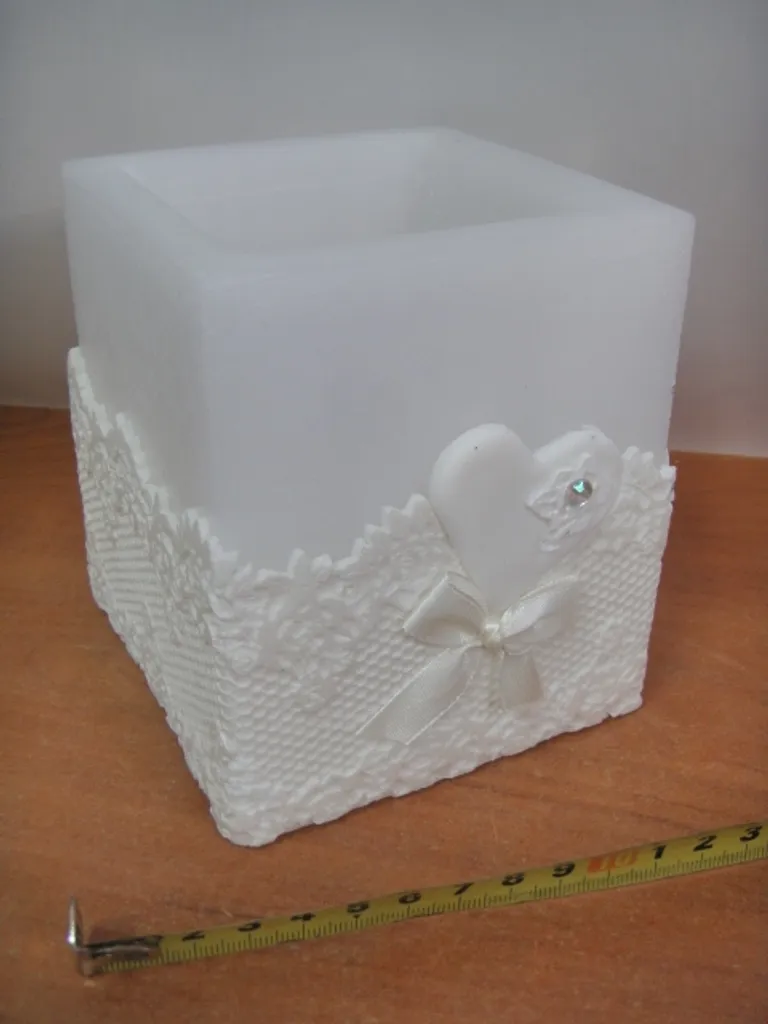 Lanterne de Mariage Blanche Cœur 115mm pour Décoration de Table