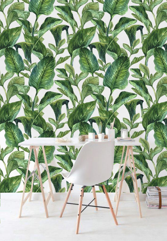 Coloray Fototapete 208x146 cm Latextapete Magicstick - Utensilien-Banane Blätter tropisch
