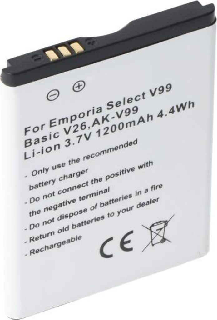 Akku für Emporia Select V99, Basic V26 ersetzt AK-V99 Li-ion, 3,7V, 1200mAh, 4,4Wh