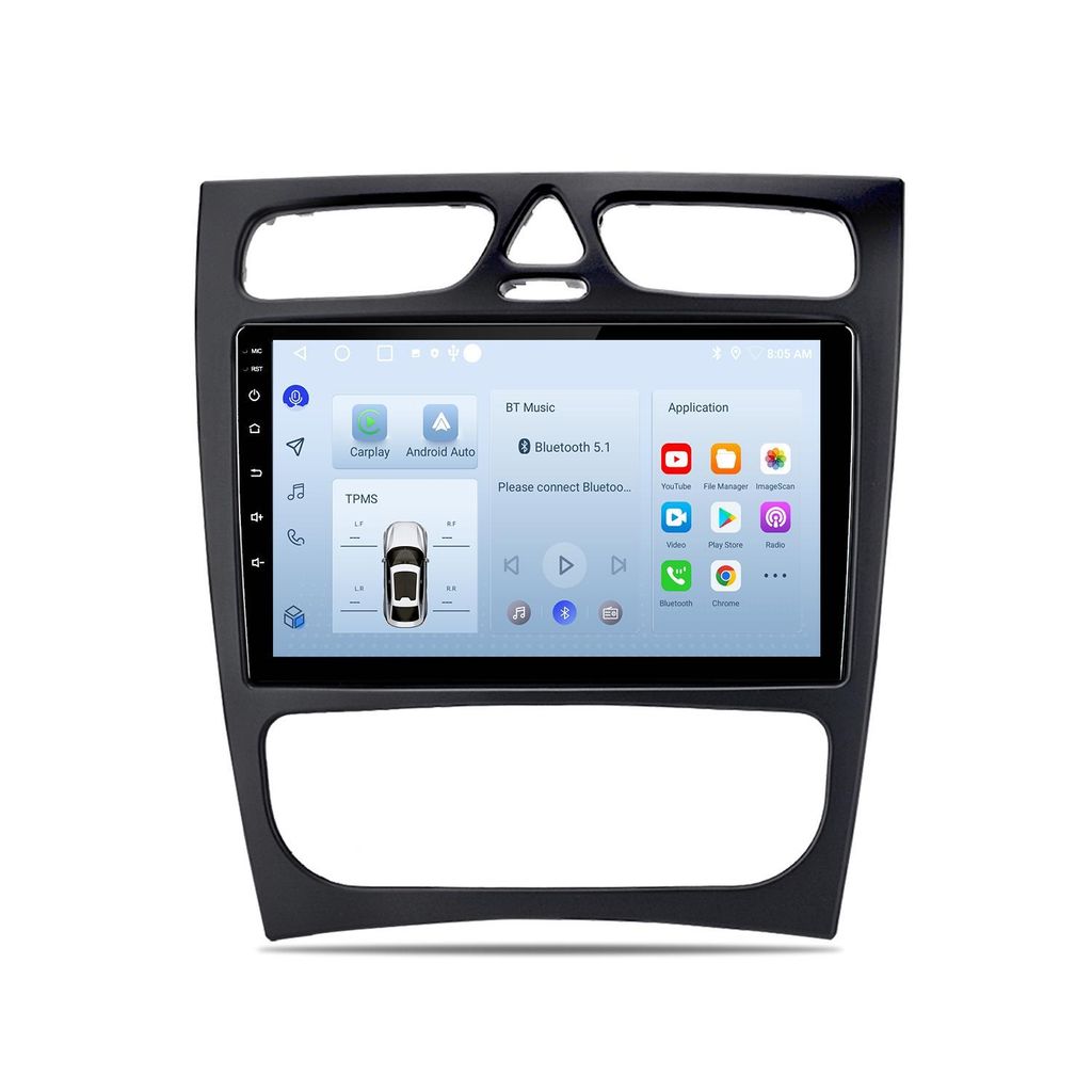 Autoradio Android 9 pouces 64GB pour Mercedes Classe C W203 Image du produit 