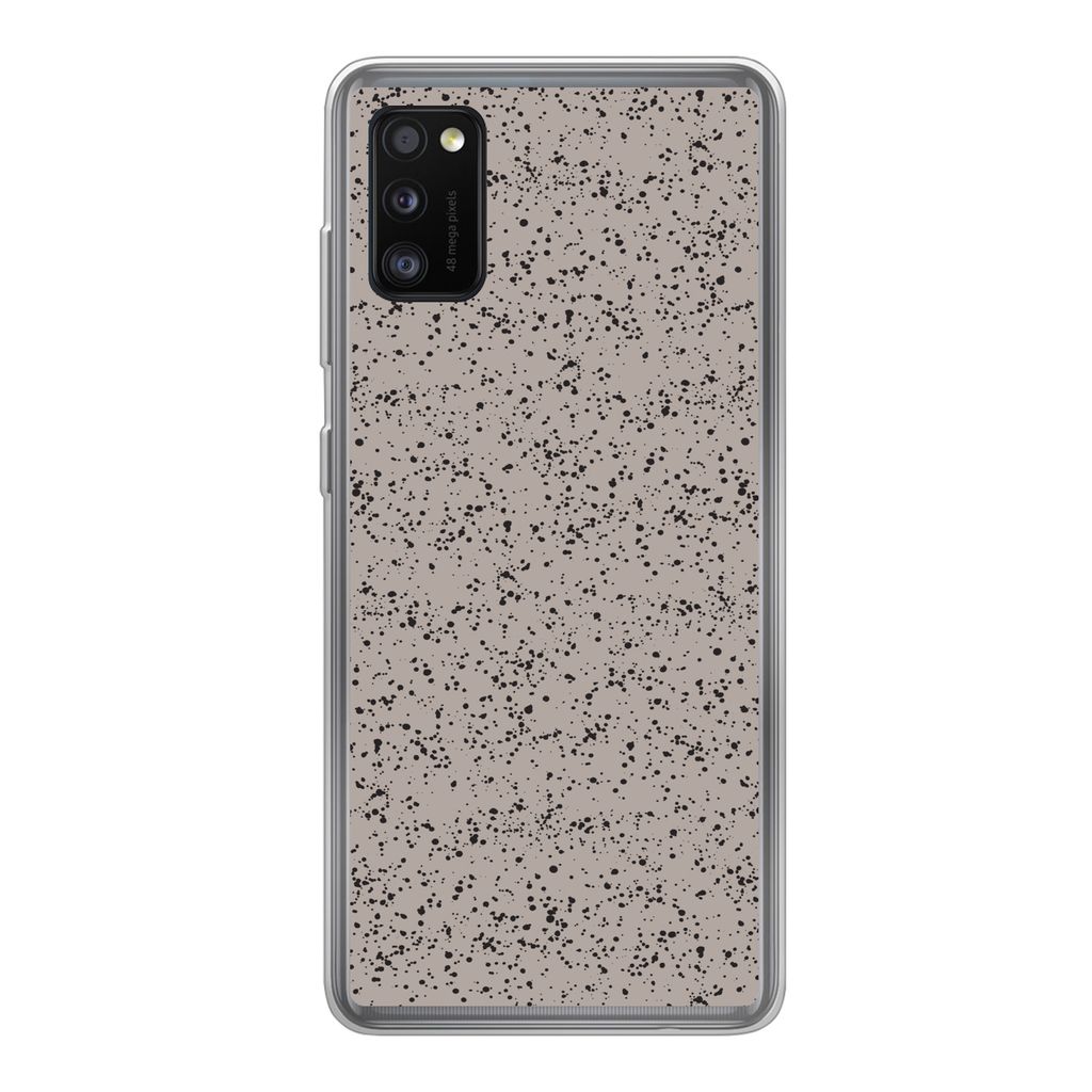 MuchoWow Handyhülle Schutzhülle Hülle für Samsung Galaxy A41 Polka dots - Schwarz - Grau Silikon Softcase Handy Hülle - Mobiltelefon