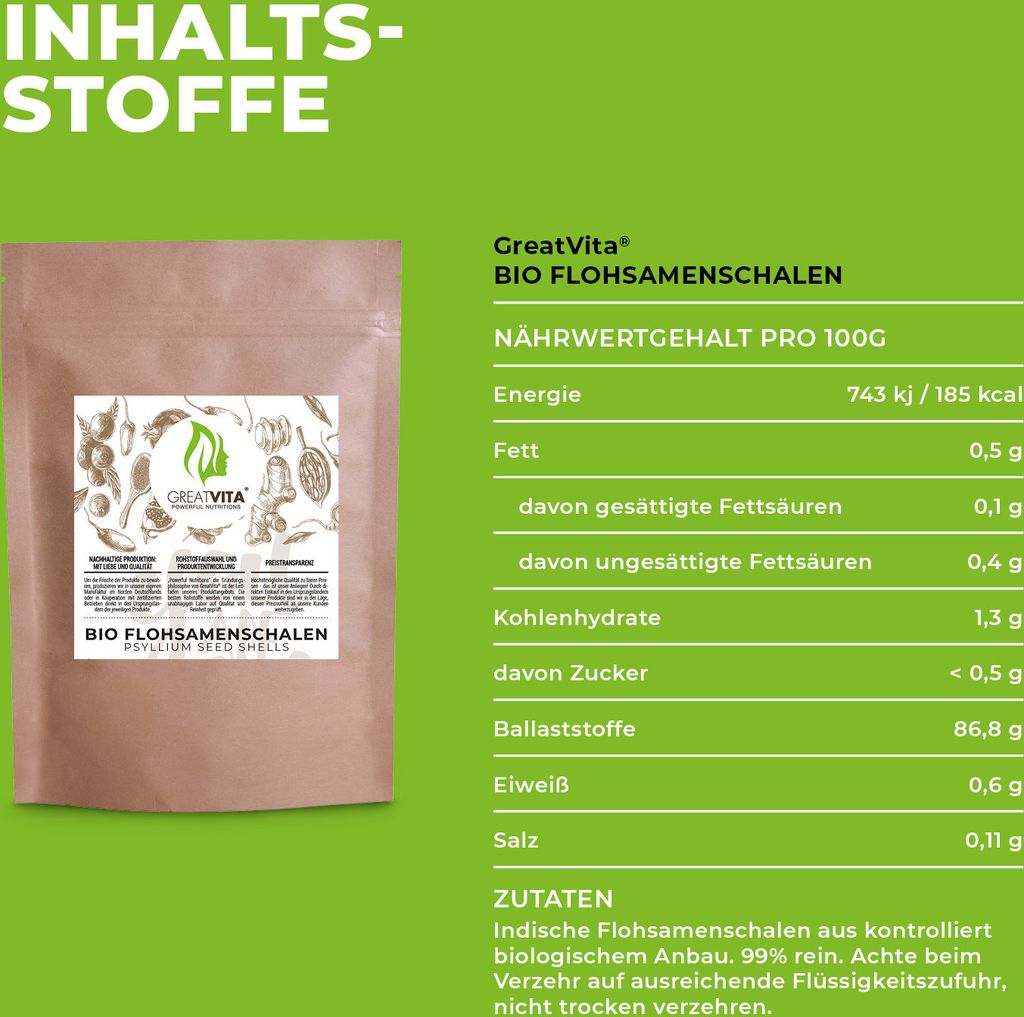 GreatVita Flohsamenschalen 2x 500g (1000g) | 99% rein, aus Produktbild 7