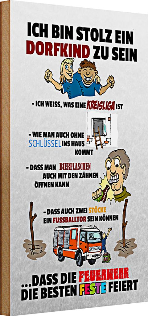 Holzschild Spruch 20x30cm Stolz Dorfkind zu sein