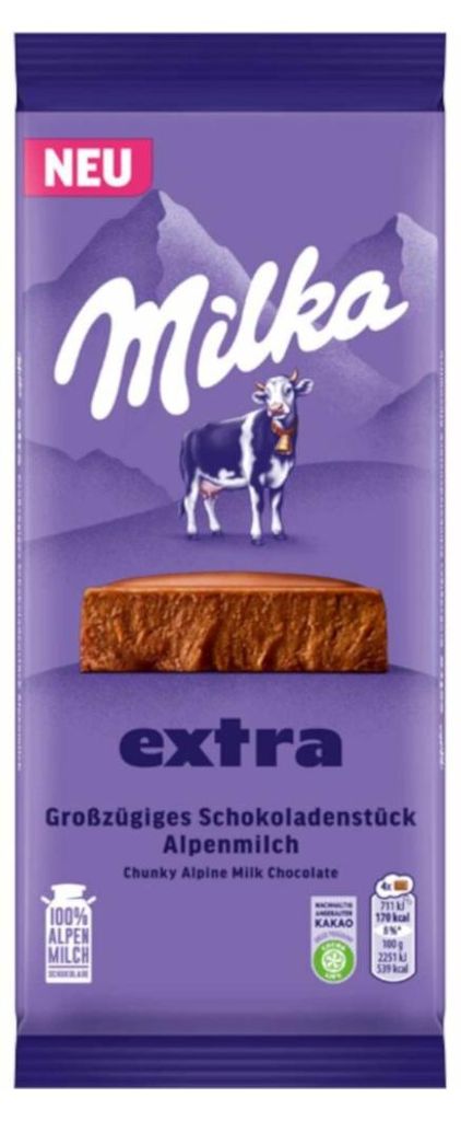 Milka EXTRA Lait des Alpes tablette de chocolat texture Image du produit 