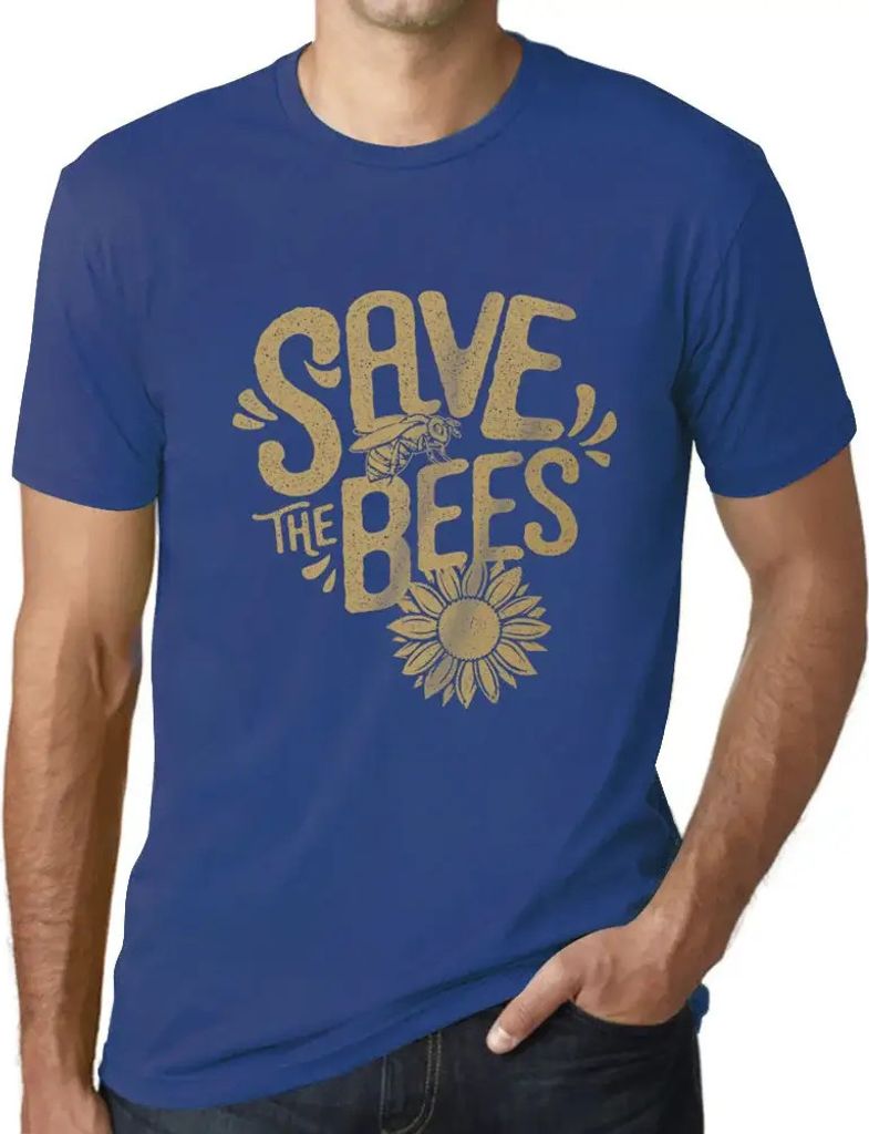 Herren Grafik T-Shirt Rette die Bienen – Save The Bees – Öko-Verantwortlich Vintage Jahrgang Kurzarm Lustige Druck Geburtstag Geschenk Mann