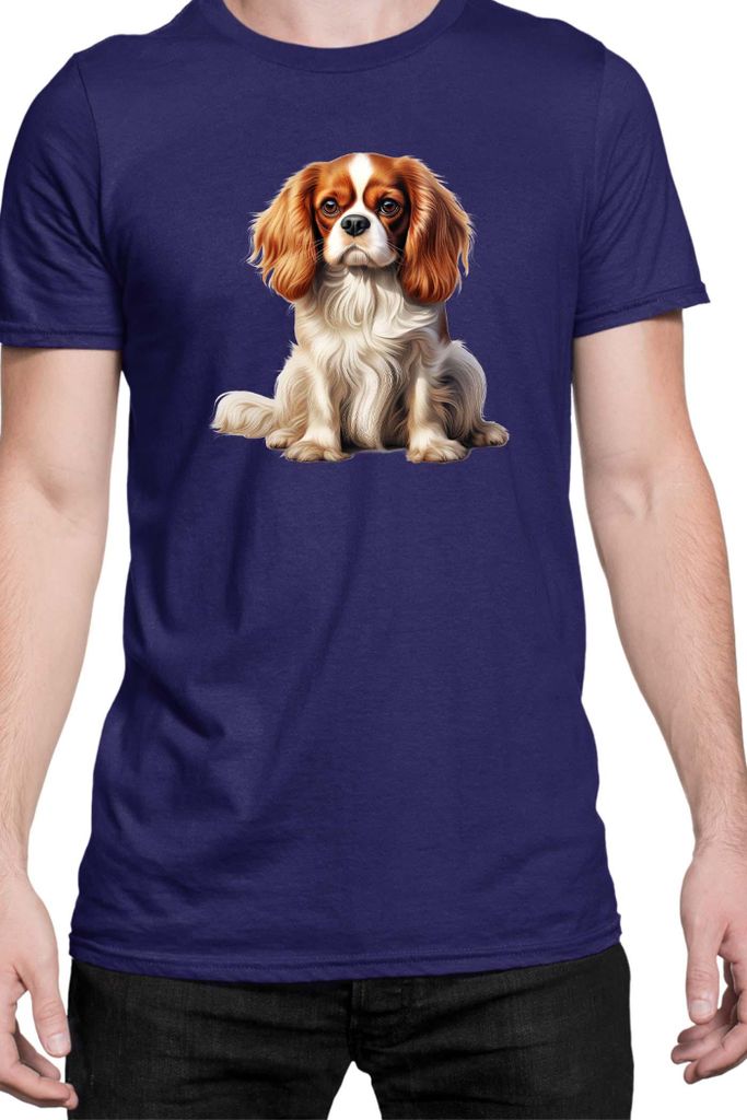 Herren T-Shirt Dogs Breeds Cavalier King Charles Spaniel Dog Breed 006, Man XL / Dunkelblau