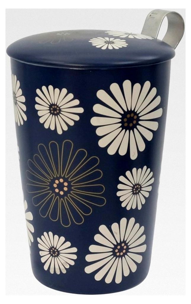 Teaeve Amami doppelwandiger Becher aus Porzellan mit Deckel und Edelstahlsieb, BPA-frei, 350 ml