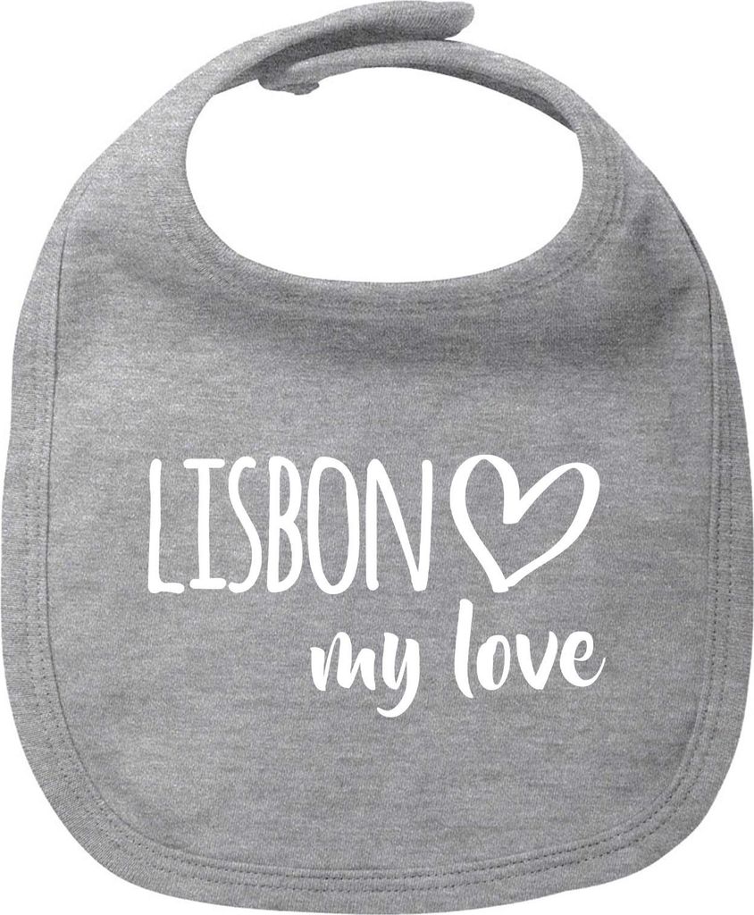 Huuraa Baby Lätzchen Lisbon my love Heather Grey Klettverschluss Baumwolle Latz Geschenkidee