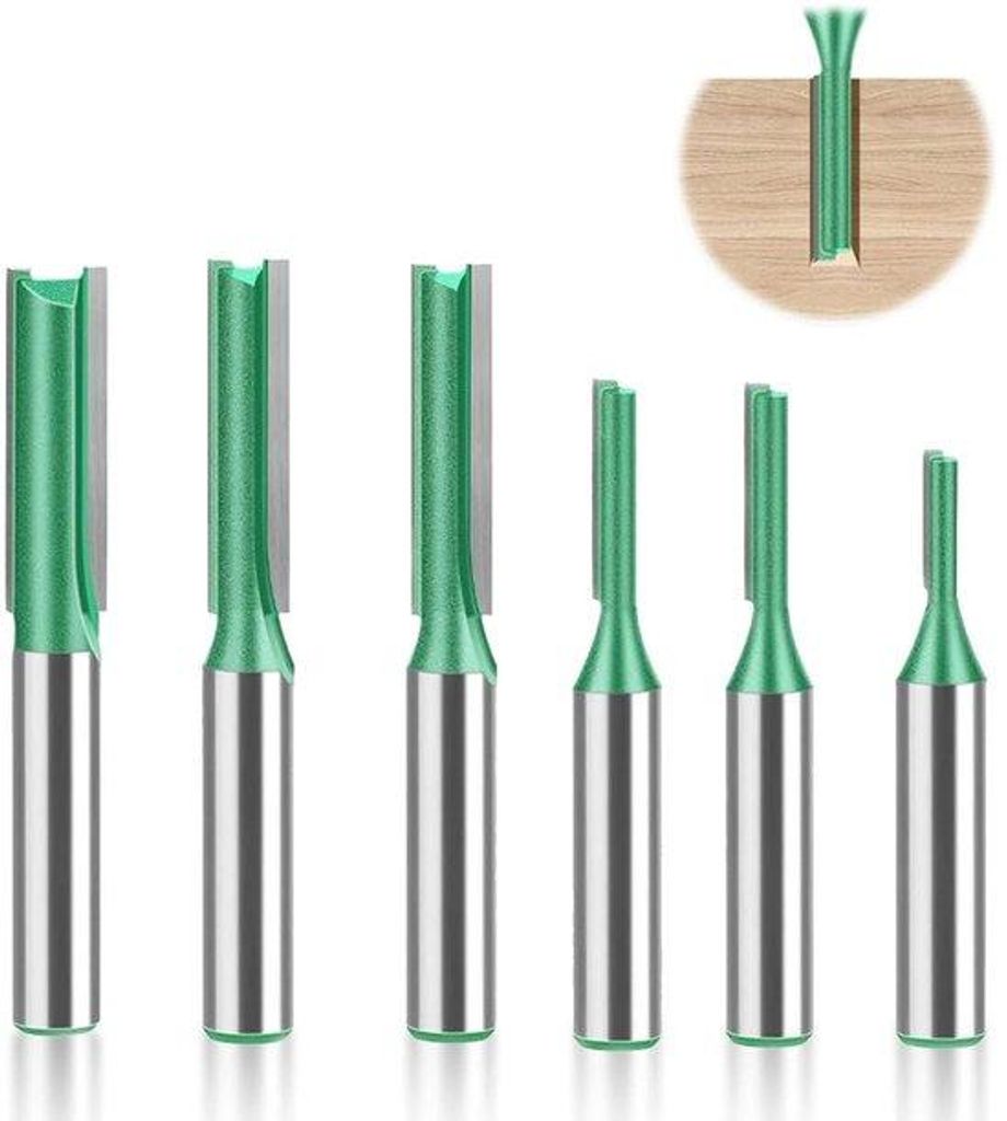 Freesset für Holzbearbeitung, 6-teilig, Ø3-8mm, HSS-Material, mit Behälter