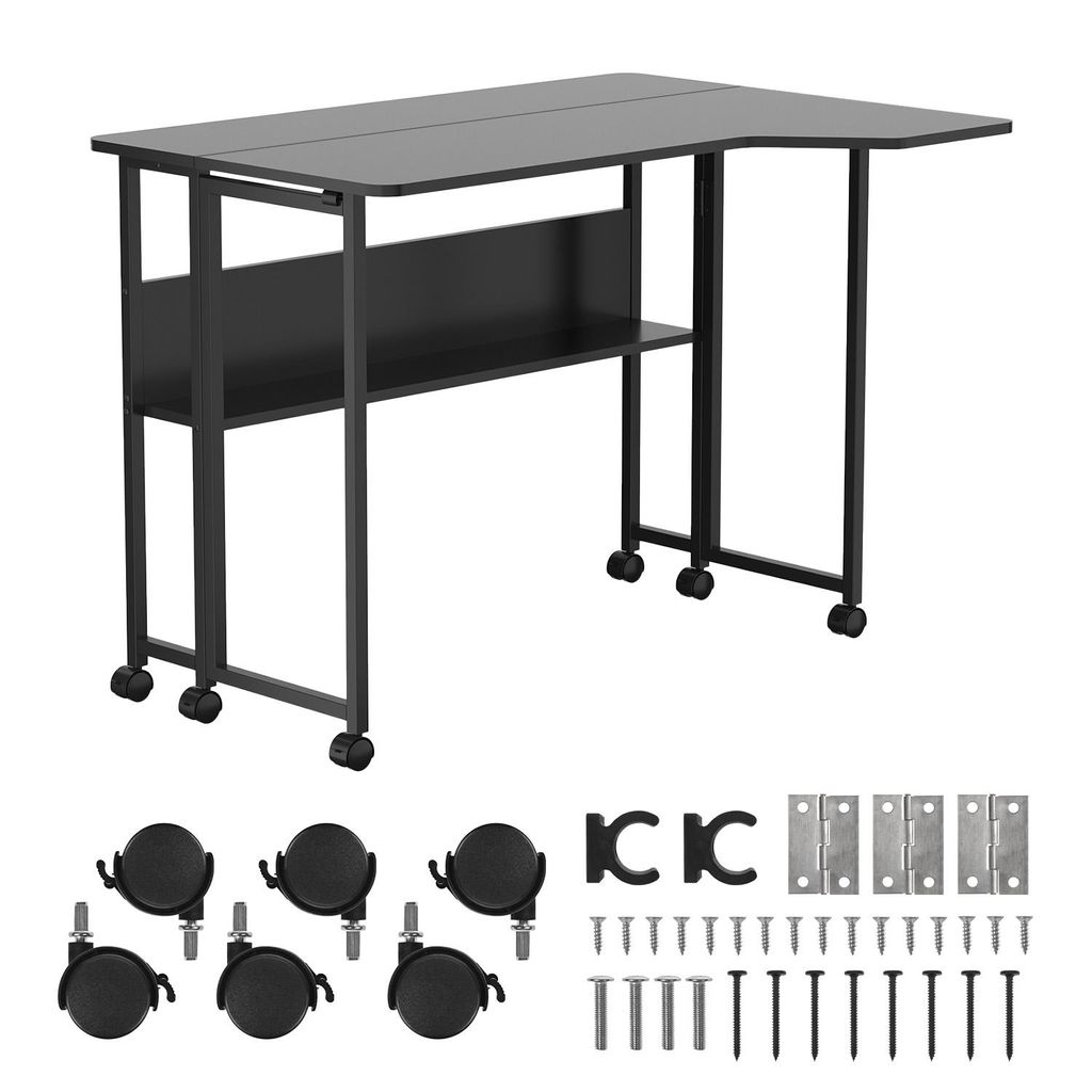 Klappschreibtisch / Beistelltisch Maclean schwarz fahrbar Produktbild 