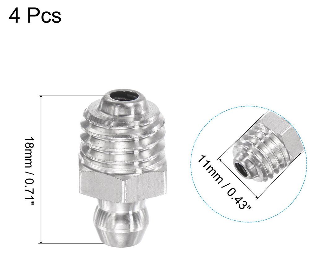 4 Stš¹ck Metrische Edelstahl-Schmiernippel M10 x 1,5 mm Gewinde Hydraulische Schmiernippel Zubeh?r