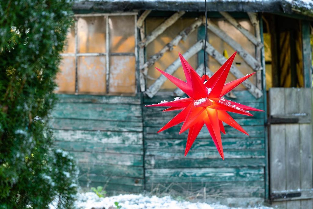 Novaliv Weihnachtsstern Dekostern | 55cm ROT | Innen und Produktbild 
