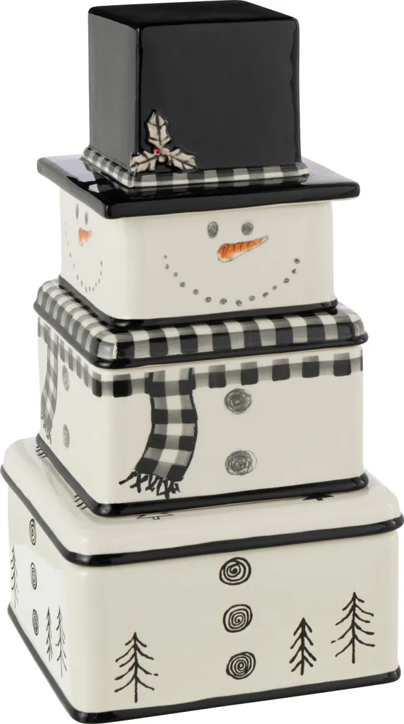 Déco Noël Incassable et Moderne : Trio Bonhomme de Neige Dolomite Noir