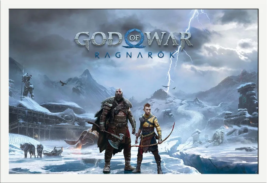 Poster God of War Key Art Shinsuke® 61x91,5cm cadre blanc interchangeable