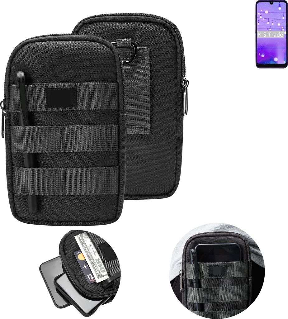 K-S-Trade Holster Gürtel Tasche kompatibel mit LG Electronics W11 Handy Tasche Schutz Hülle dunkel-grau viele Fächer, 1x