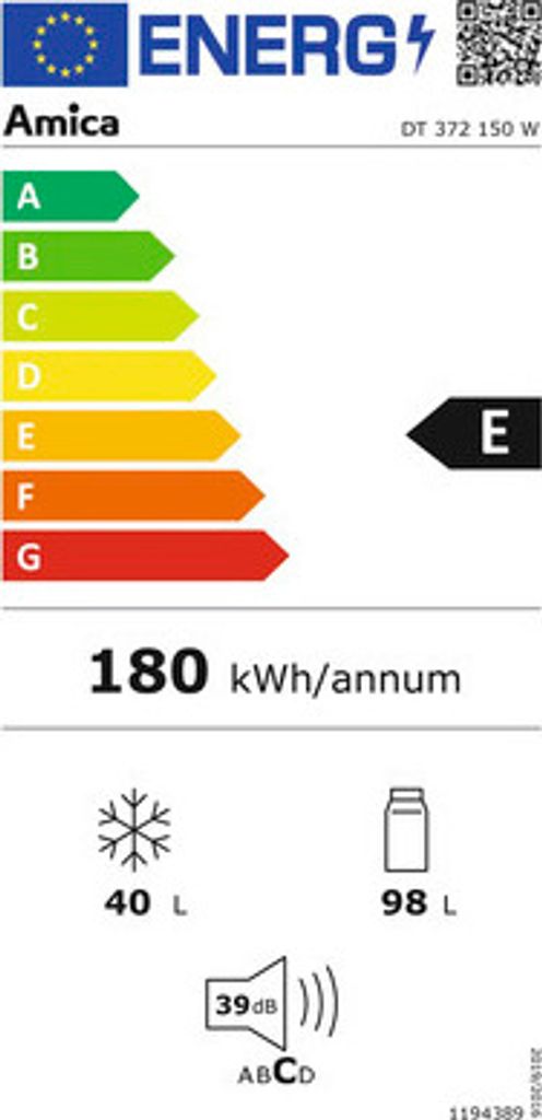 Amica DT 372 150 W Kühl-/ Gefrierkombination Produktbild 2