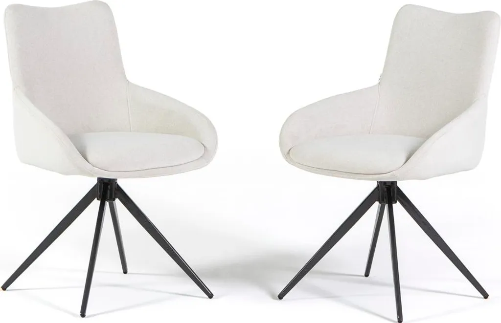 Chaises Contemporaines Rembourrées VIOLANTE en Tissu et Métal Noir Set 2