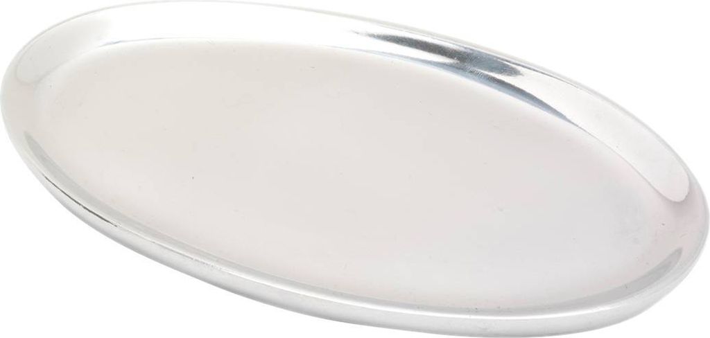 Kerzenteller Oval 17x10cm Aluminium Silber Poliert Untertasse Tisch Dekoration