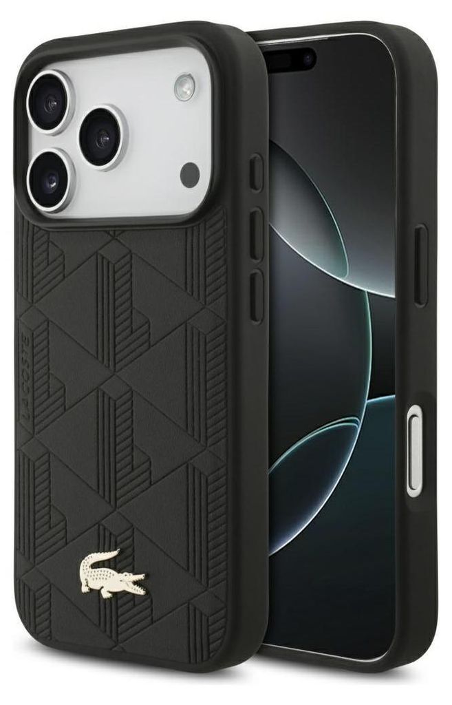 Hülle iPhone 17 Pro Lacoste Kunstleder schwarz Logo Produktbild 