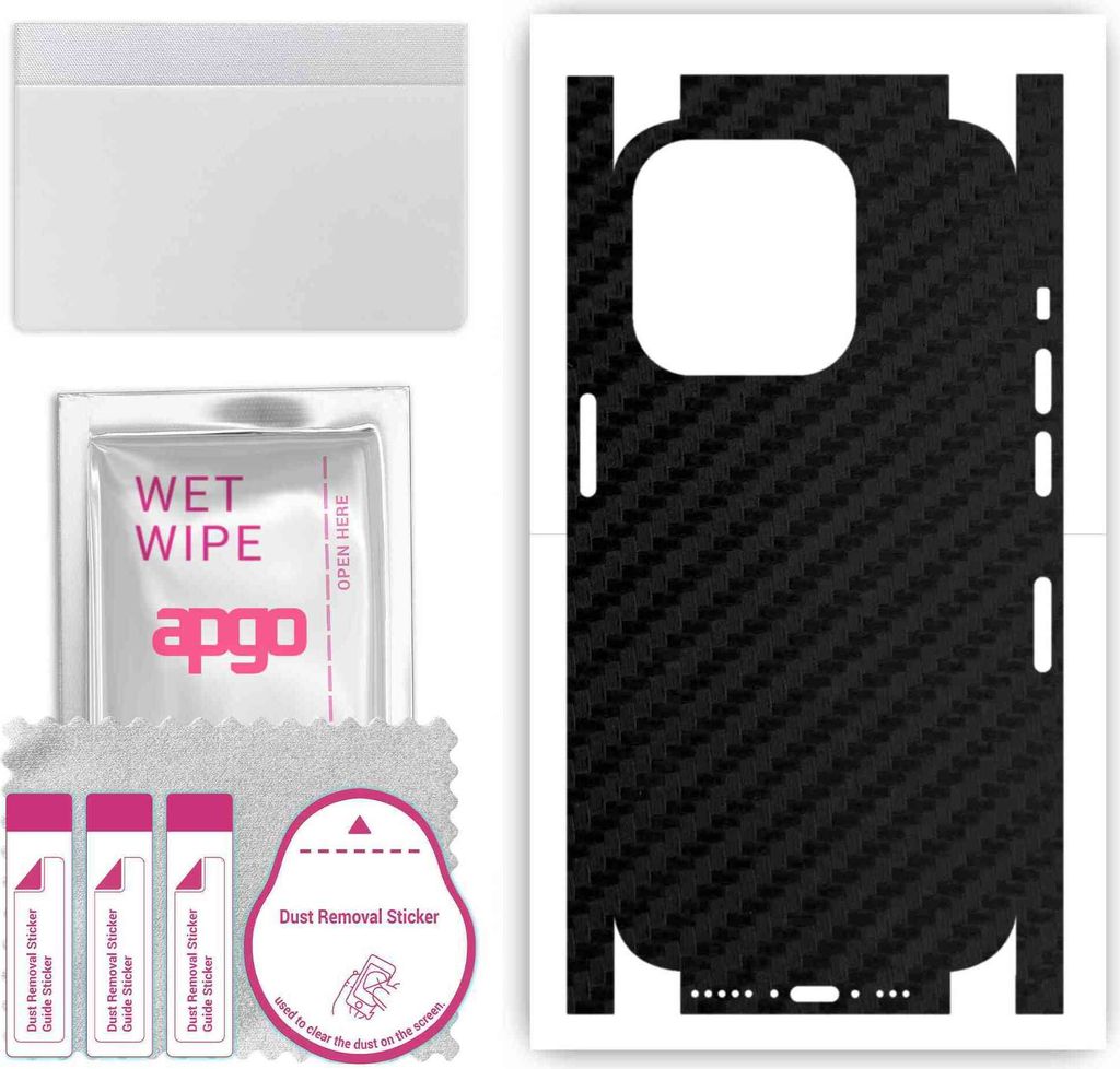 apgo Rückseite + Seiten Schutzfolie, Skin, kompatibel mit Apple iPhone 15 Pro, Hinten Displayschutzfolie aus Vinylfolie, kratzfest, einfache Monta...