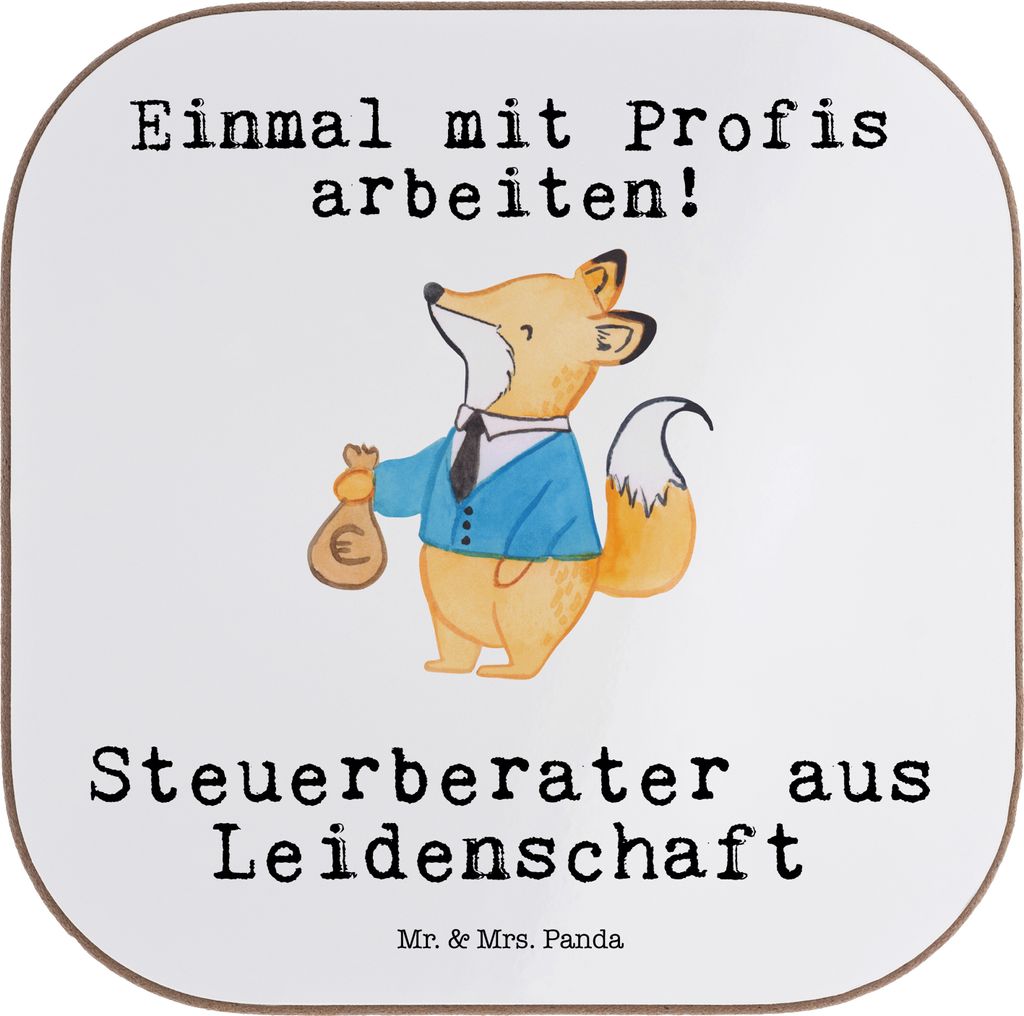 Mr. & Mrs. Panda Untersetzer für Gläser Steuerberater Leidenschaft - Weiß - Geschenk, Holzuntersetzer, Tischuntersetzer, Tasse, gläseruntersetz...