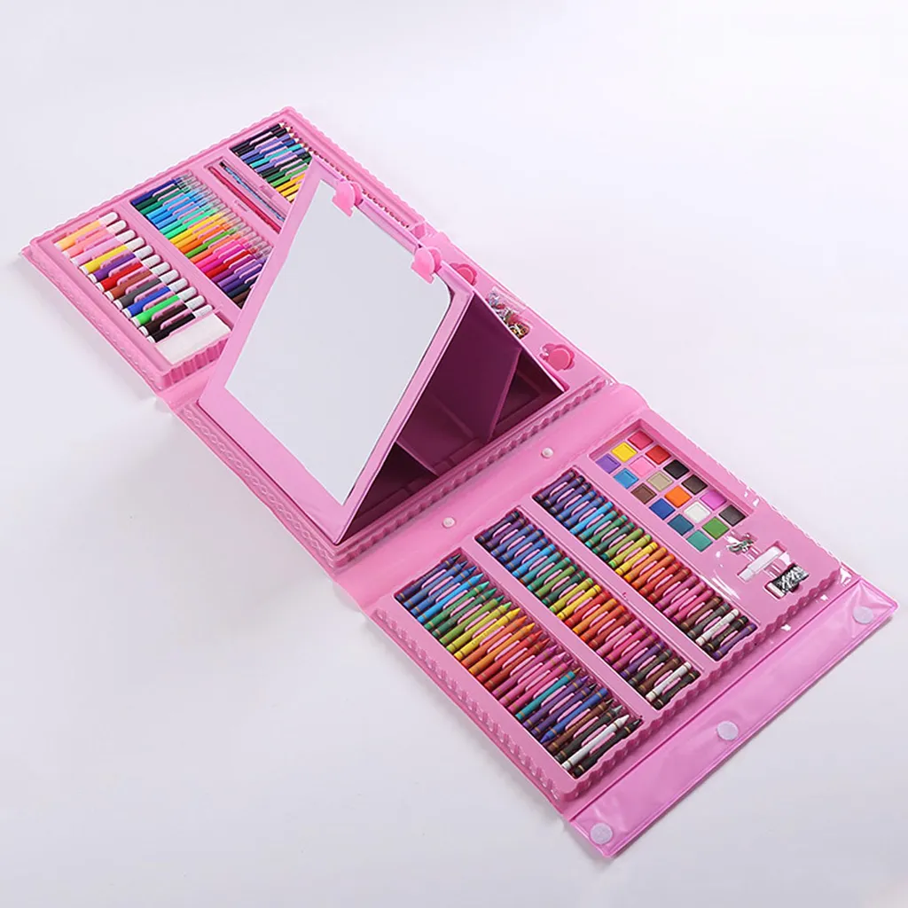 Set de 208 crayons de couleur rose avec motifs de dessins animés fun - 3