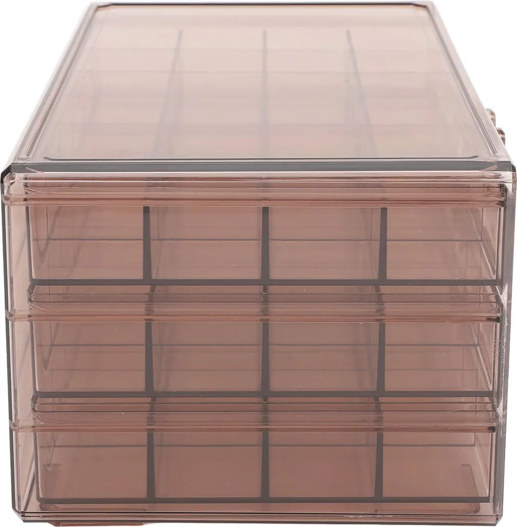 Boîte à bijoux transparente marron foncé avec 72 compartiments bijoux