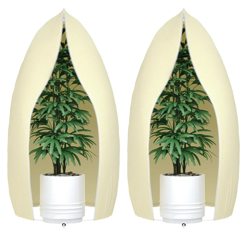 Protection hivernale pour plantes lot de 2 housses beige 80x120 cm