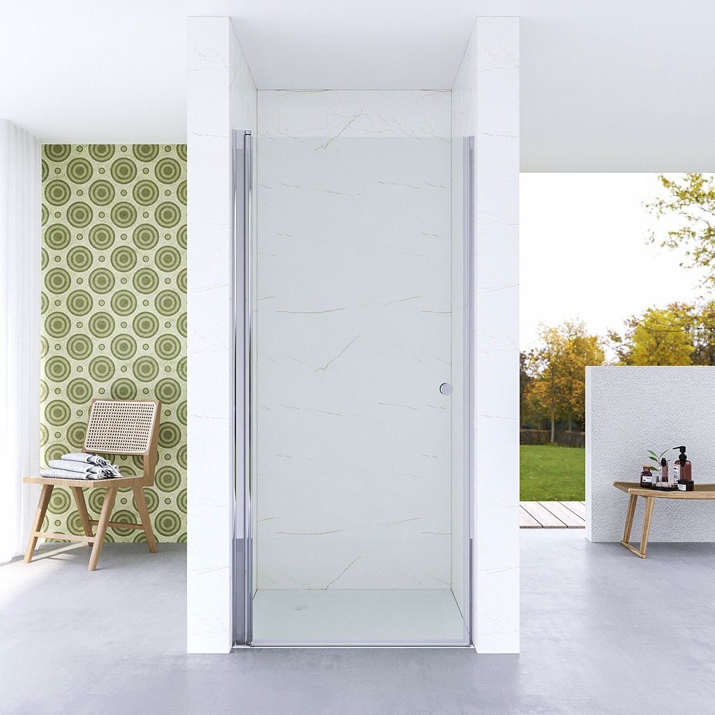 Drehtür Duschabtrennung 90x187cm Nischentür Schwingtür Duschtür Pendeltür Glastür Echtglas rahmenlos 5mm starkes Einscheibensicherheitsglas S...