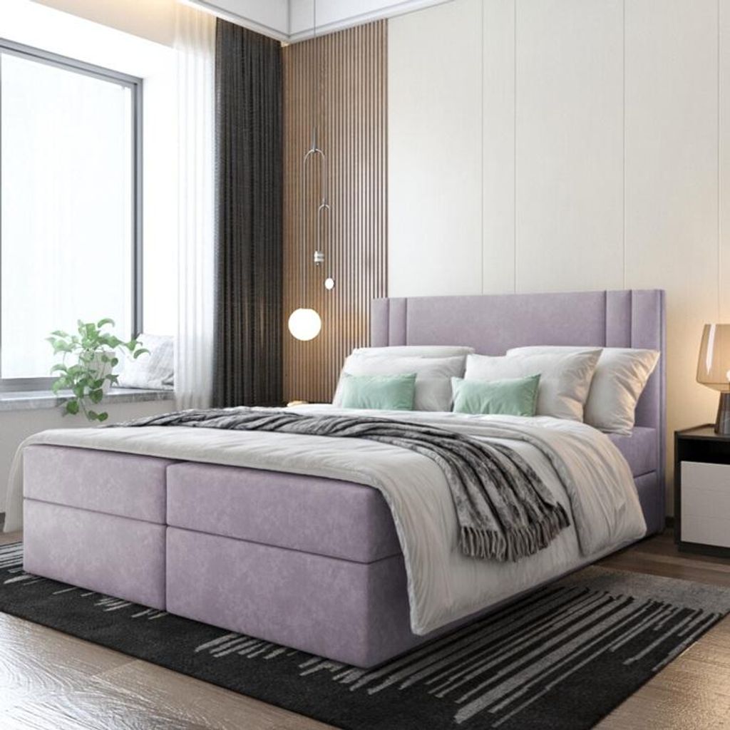 Bett, Boxspringbett RALI mit Bonell-Matratze und OHNE Topper, 2 Bettkästen, Doppelbett, Stauraum 180x200 cm (Rosa - Itaka 38)