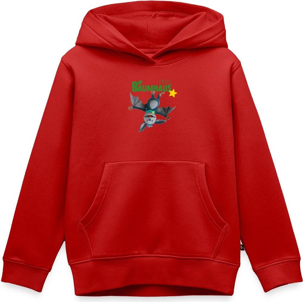 Spreadshirt KiKA-Baumhaus mit Fidi Hängt vom Logo Kinder Premium Hoodie, 122/128 (6 Jahre), Rot