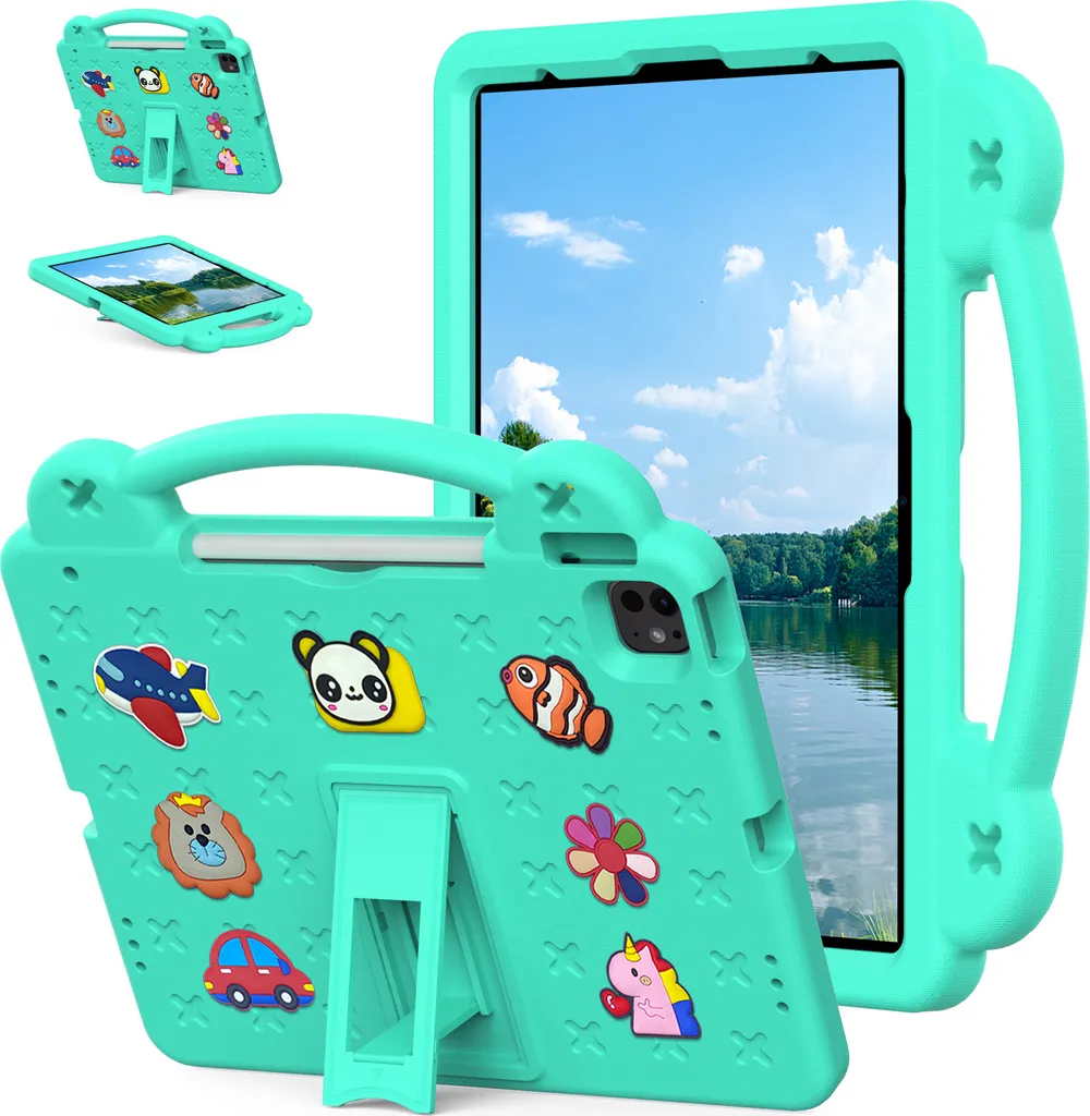 Coque iPad Pro 13 M4 et Air 13 M2 - Protection Antichoc Enfant Verte